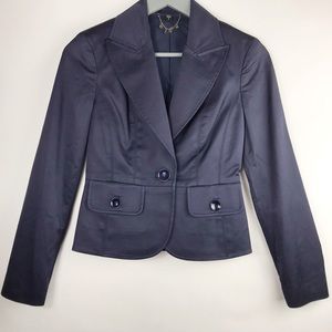 Bebe Navy Blue Women’s Sateen One Button Blazer